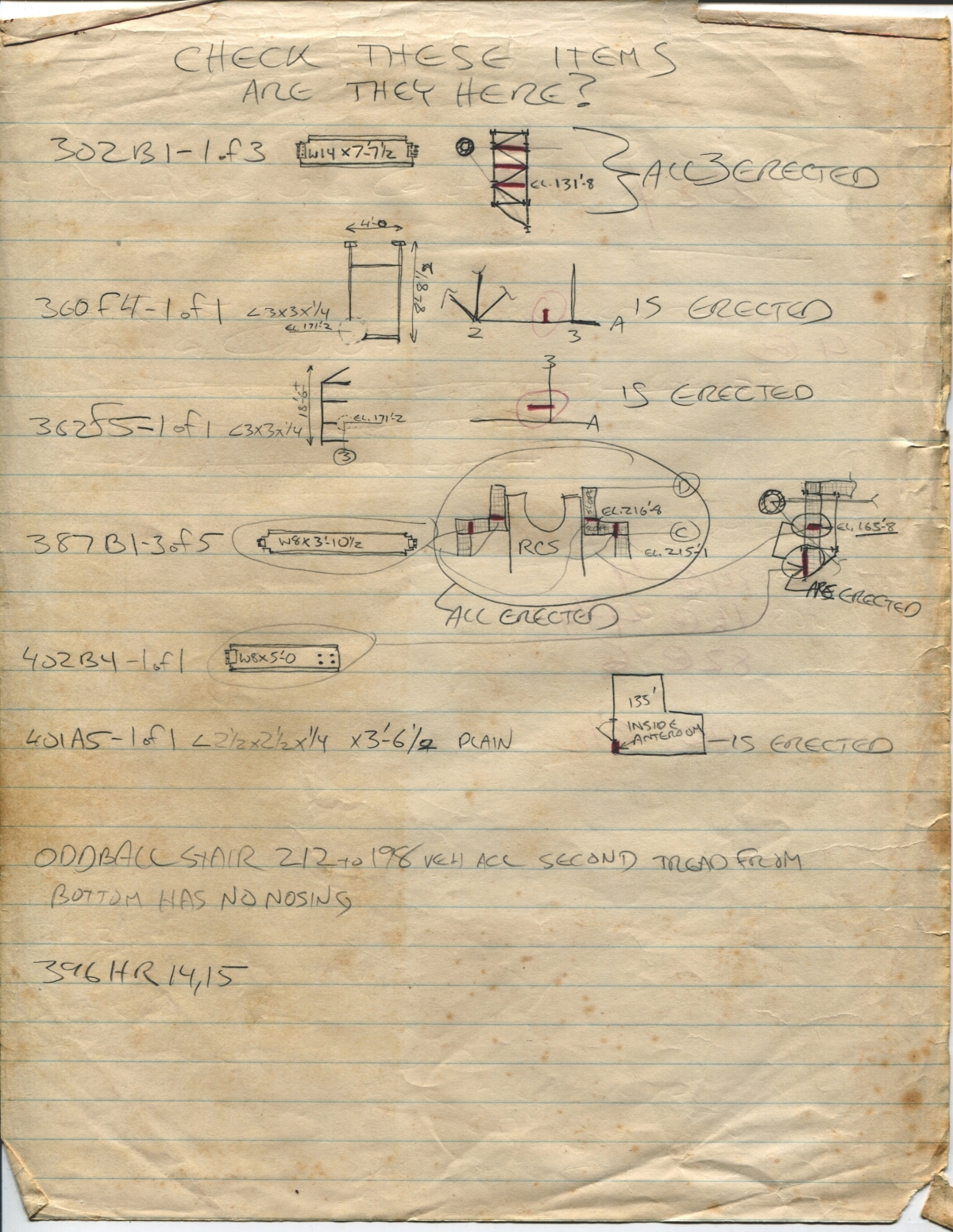 Sheffield Steel field verification sketch by James MacLaren, RSS Various steel members. Sheffield Steel field verification sketch by James MacLaren, RSS Various steel members.